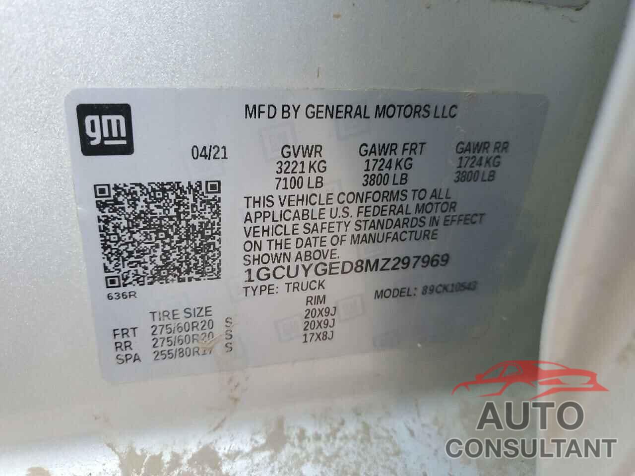 CHEVROLET ALL Models 2021 - 1GCUYGED8MZ297969