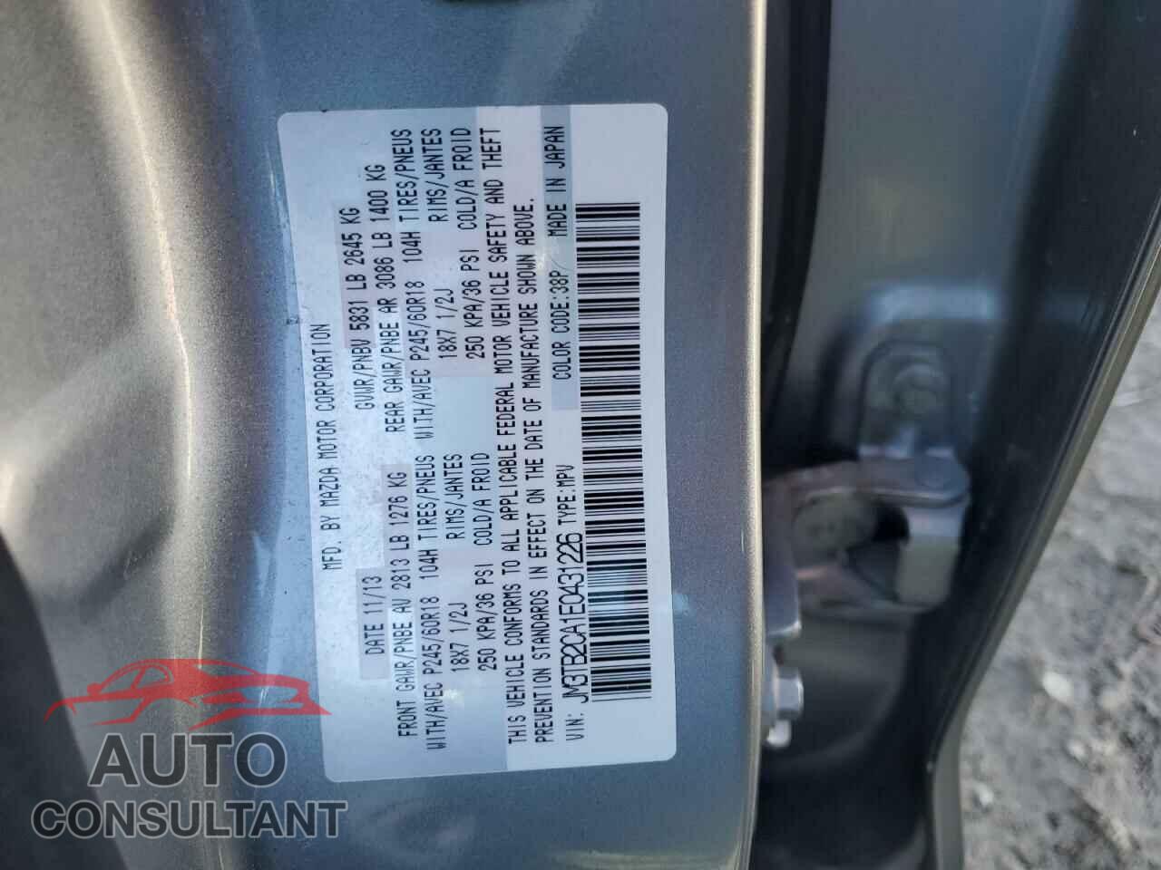 MAZDA CX-9 2014 - JM3TB2CA1E0431226