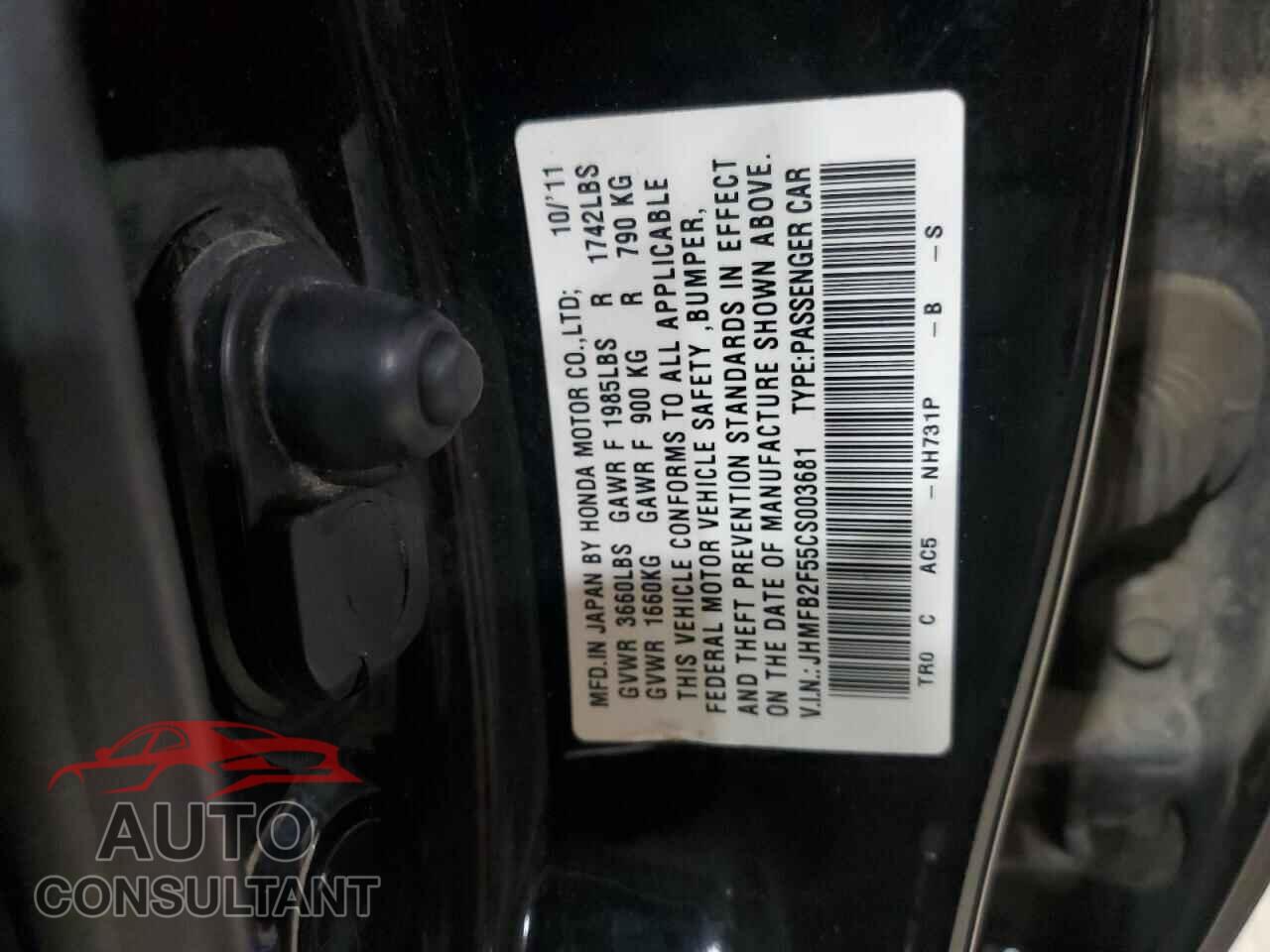 HONDA CIVIC 2012 - JHMFB2F55CS003681