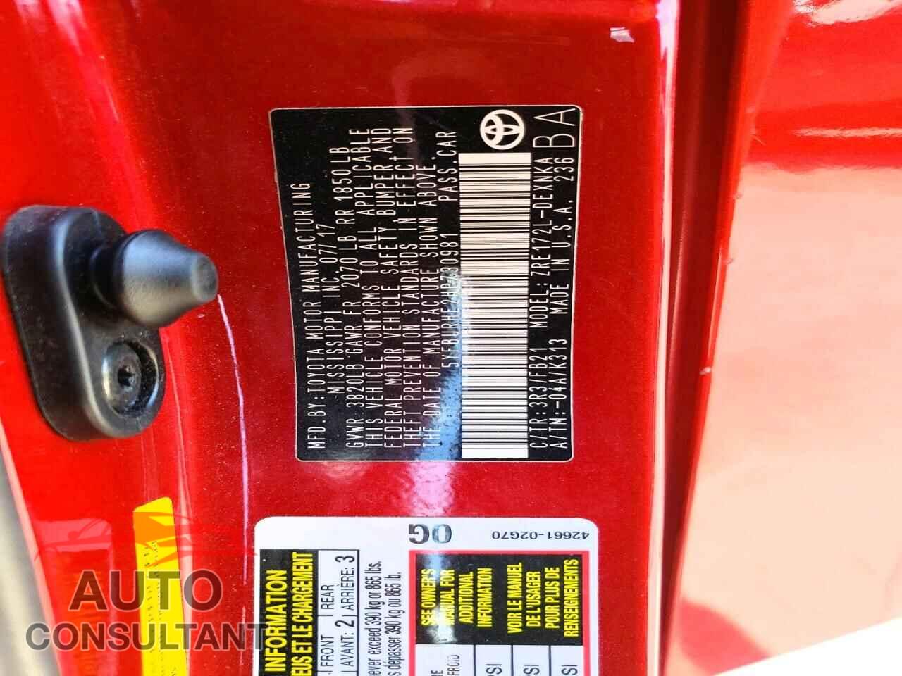 TOYOTA COROLLA 2017 - 5YFBURHE2HP730981