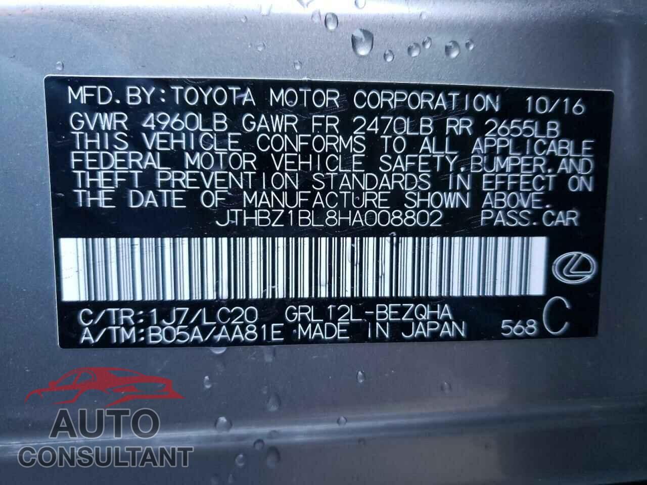 LEXUS GS350 2017 - JTHBZ1BL8HA008802