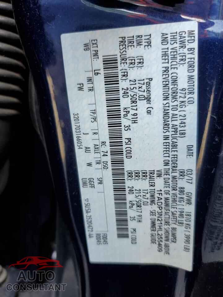 FORD FOCUS 2017 - 1FADP3N21HL255409