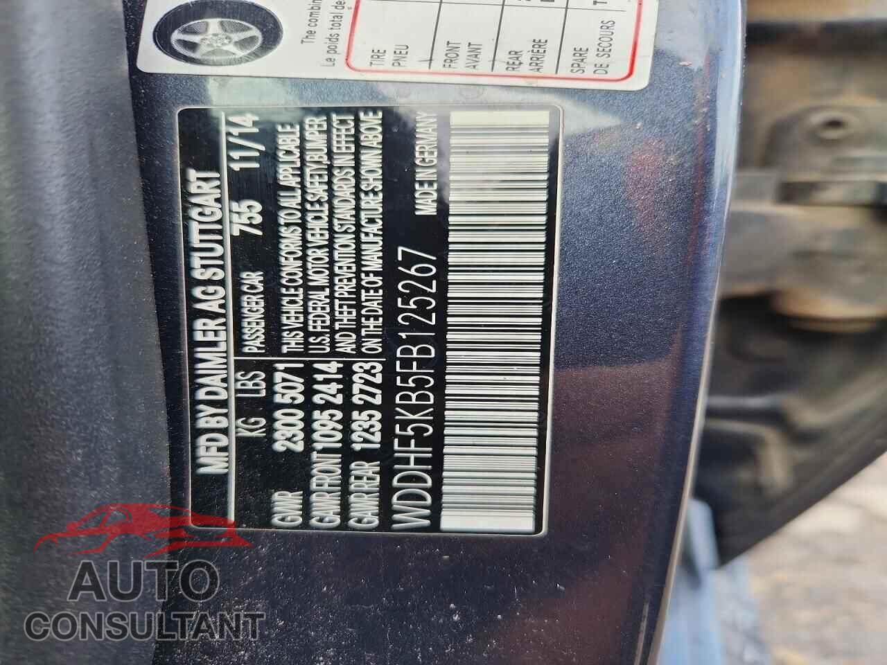 MERCEDES-BENZ E-CLASS 2015 - WDDHF5KB5FB125267