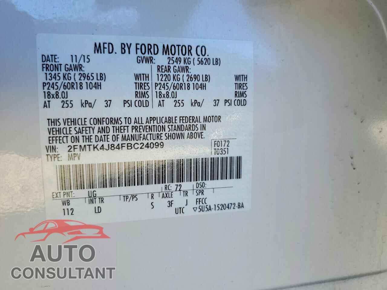FORD EDGE 2015 - 2FMTK4J84FBC24099