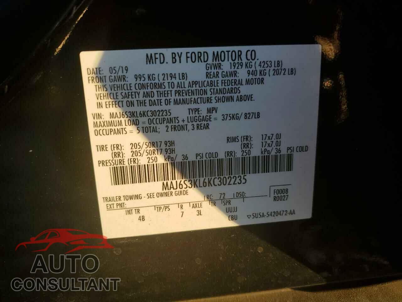 FORD ECOSPORT 2019 - MAJ6S3KL6KC302235