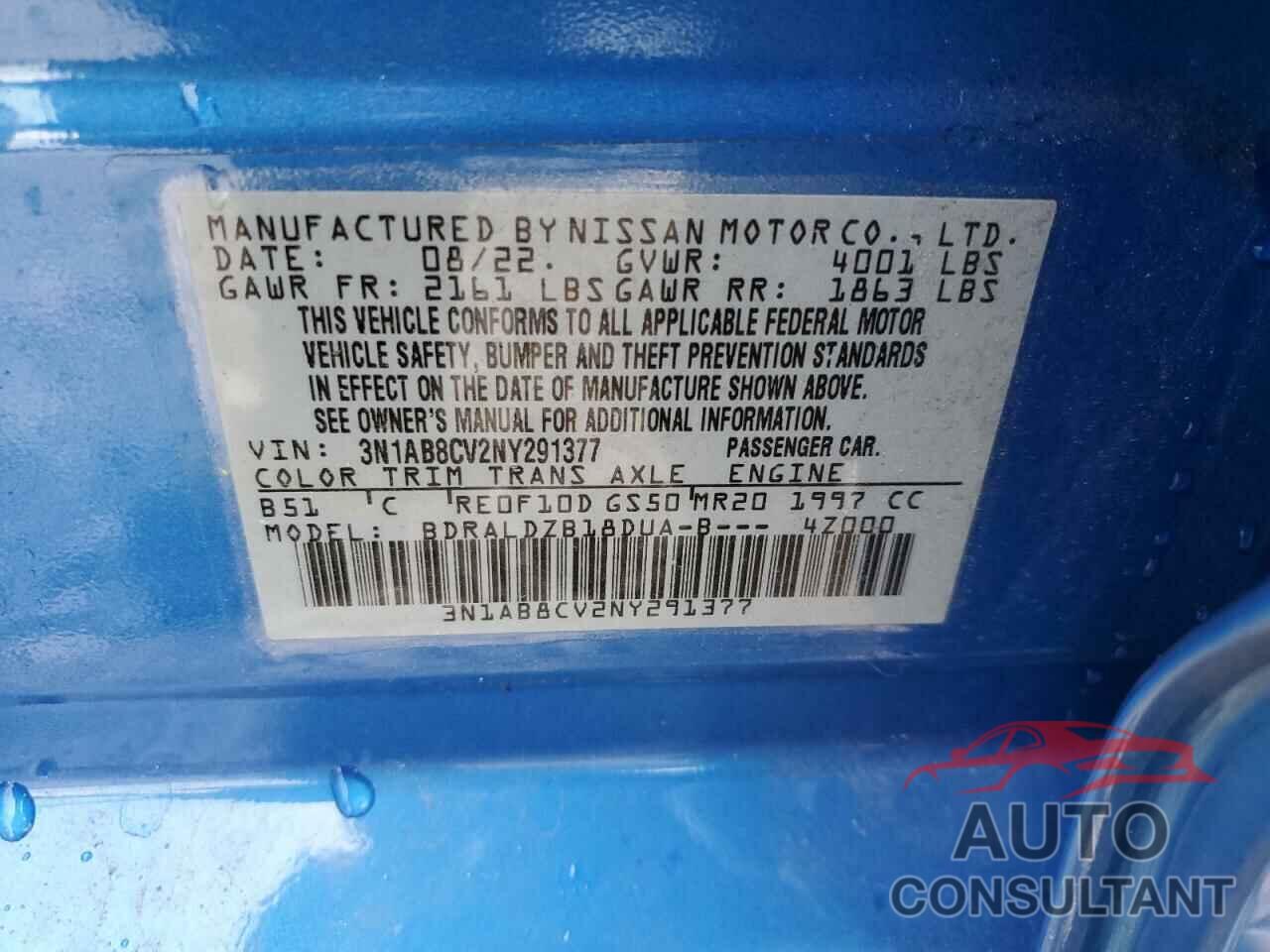 NISSAN SENTRA 2022 - 3N1AB8CV2NY291377