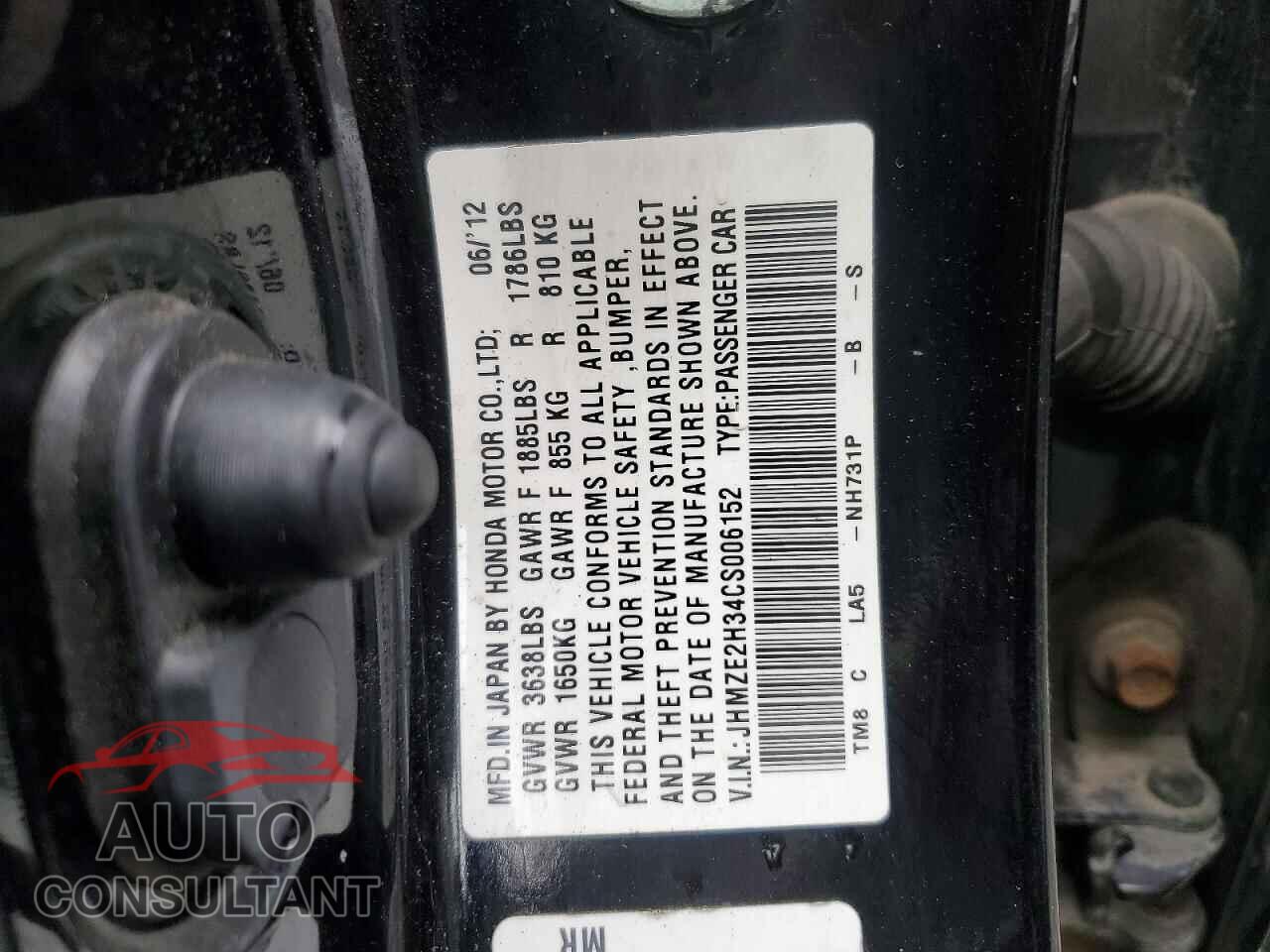 HONDA INSIGHT 2012 - JHMZE2H34CS006152