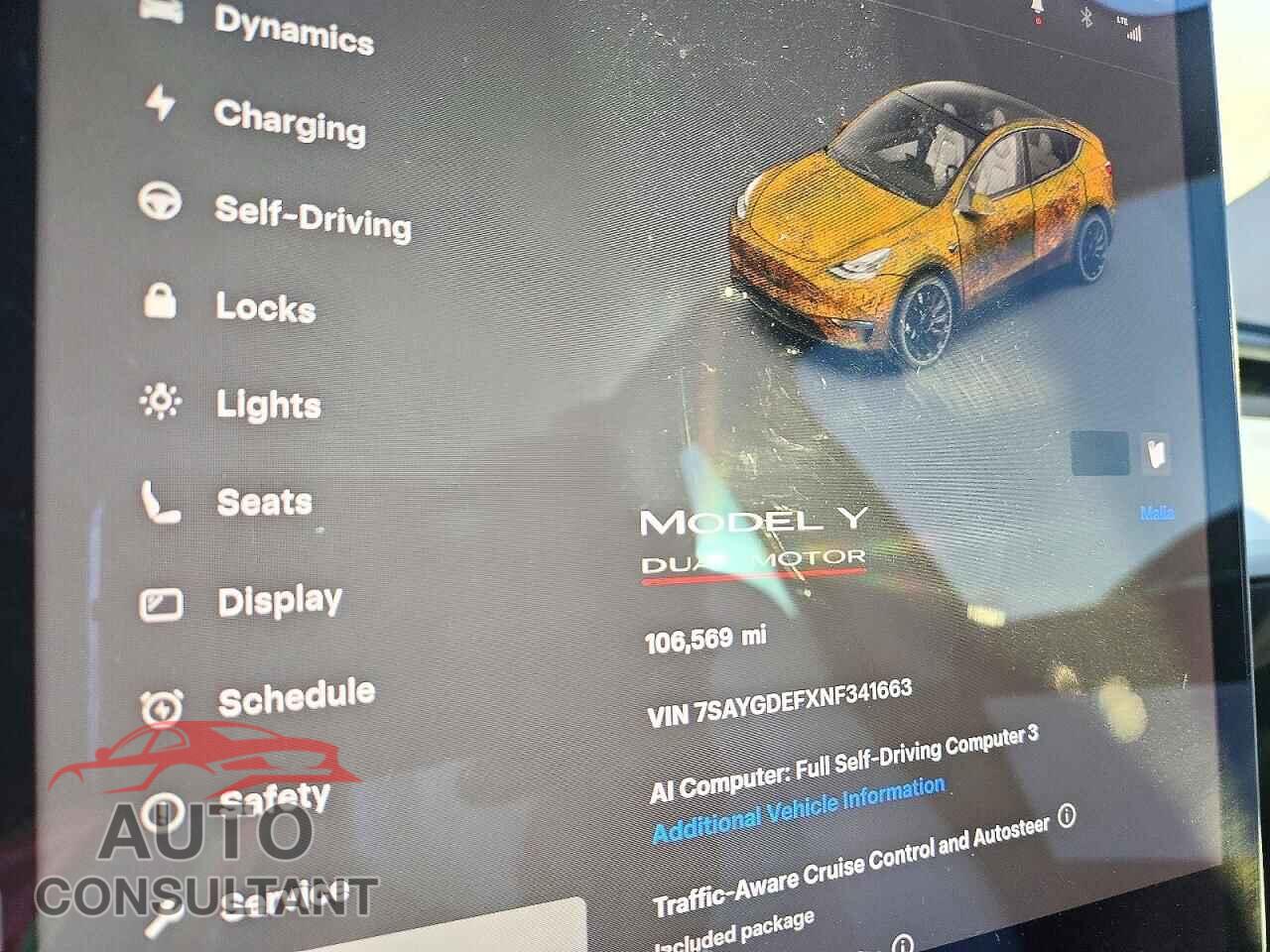 TESLA MODEL Y 2022 - 7SAYGDEFXNF341663