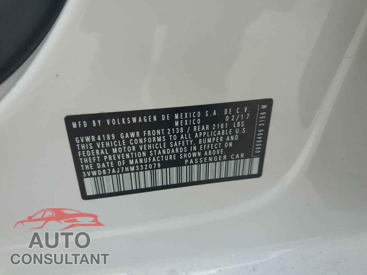 VOLKSWAGEN JETTA 2017 - 3VWDB7AJ7HM332079