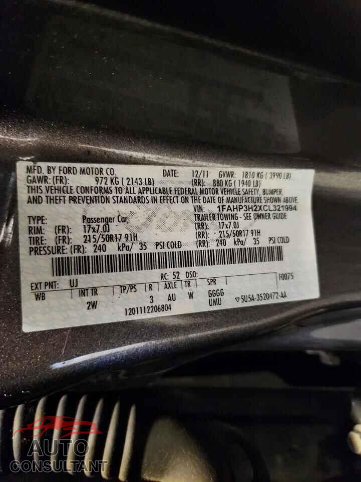 FORD FOCUS 2012 - 1FAHP3H2XCL321994