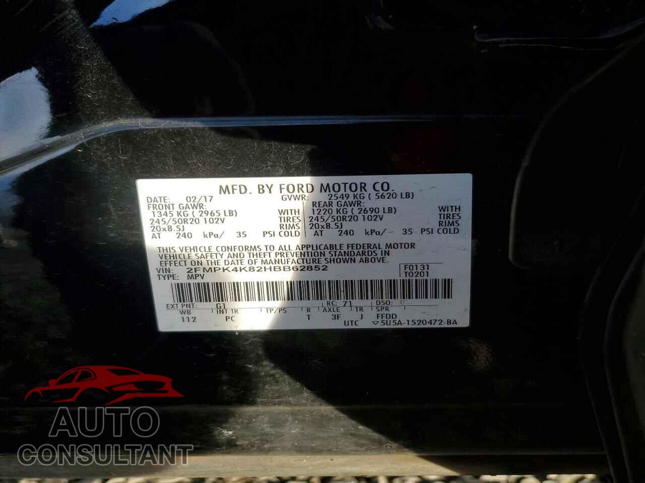 FORD EDGE 2017 - 2FMPK4K82HBB62852
