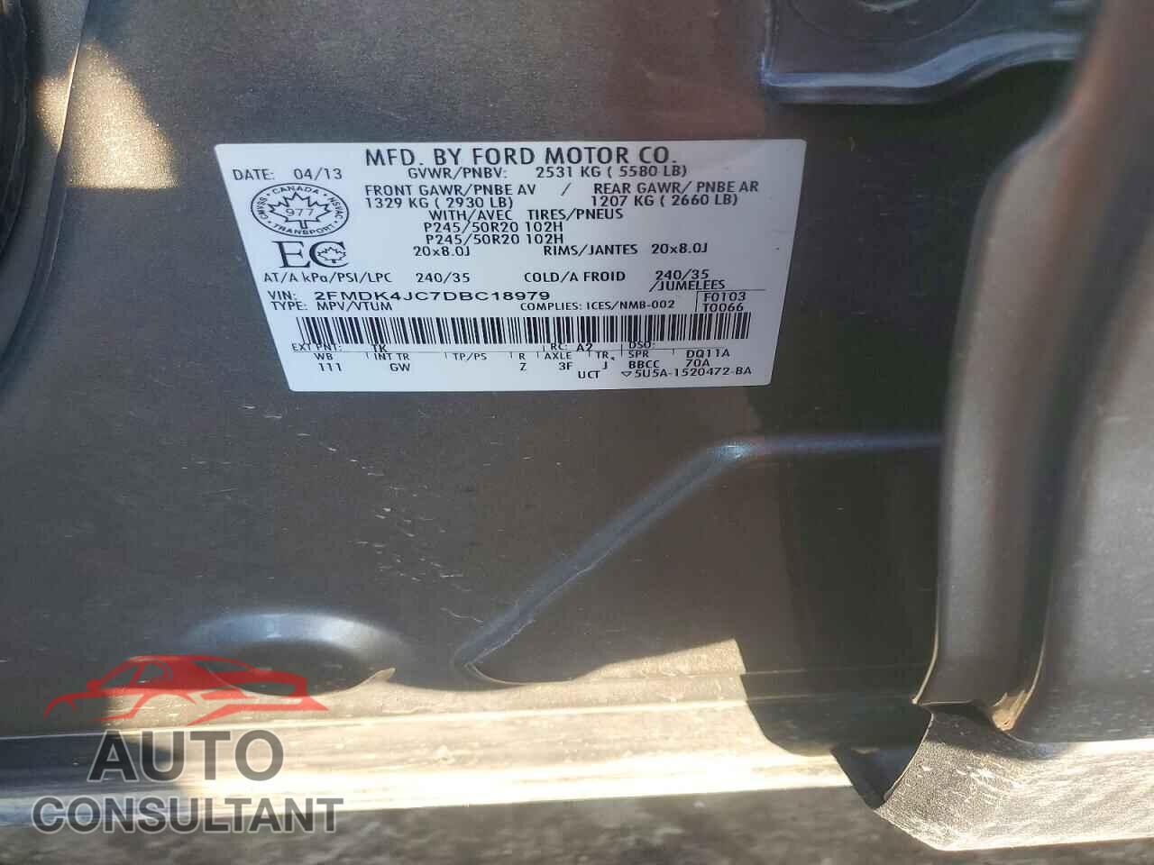 FORD EDGE 2013 - 2FMDK4JC7DBC18979