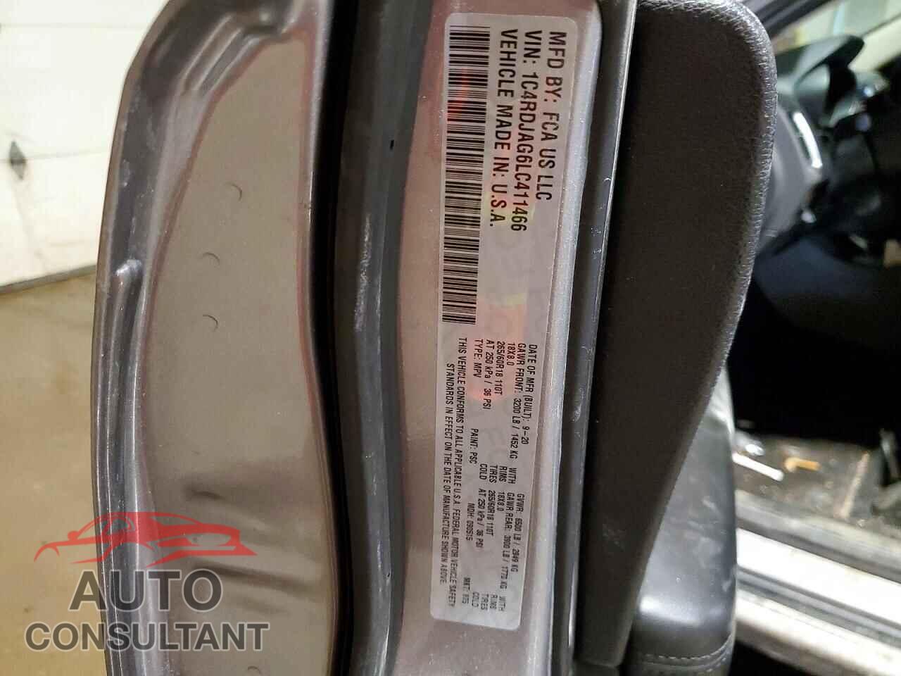 DODGE DURANGO 2020 - 1C4RDJAG6LC411466