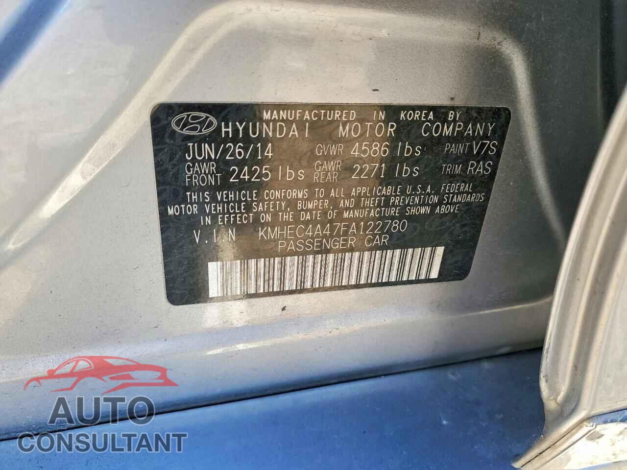 HYUNDAI SONATA 2015 - KMHEC4A47FA122780
