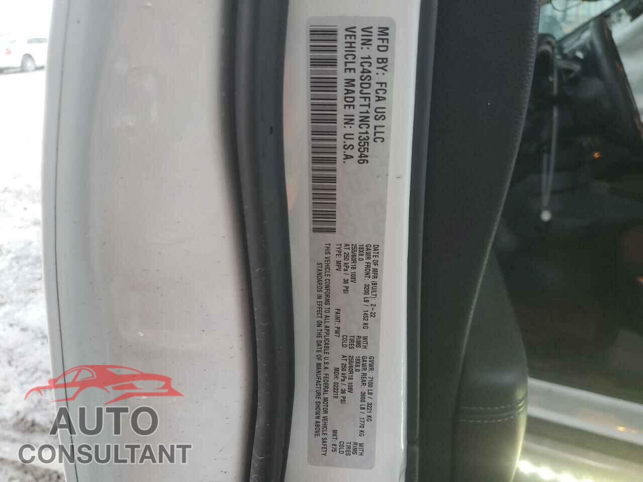 DODGE DURANGO 2022 - 1C4SDJFT1NC135546