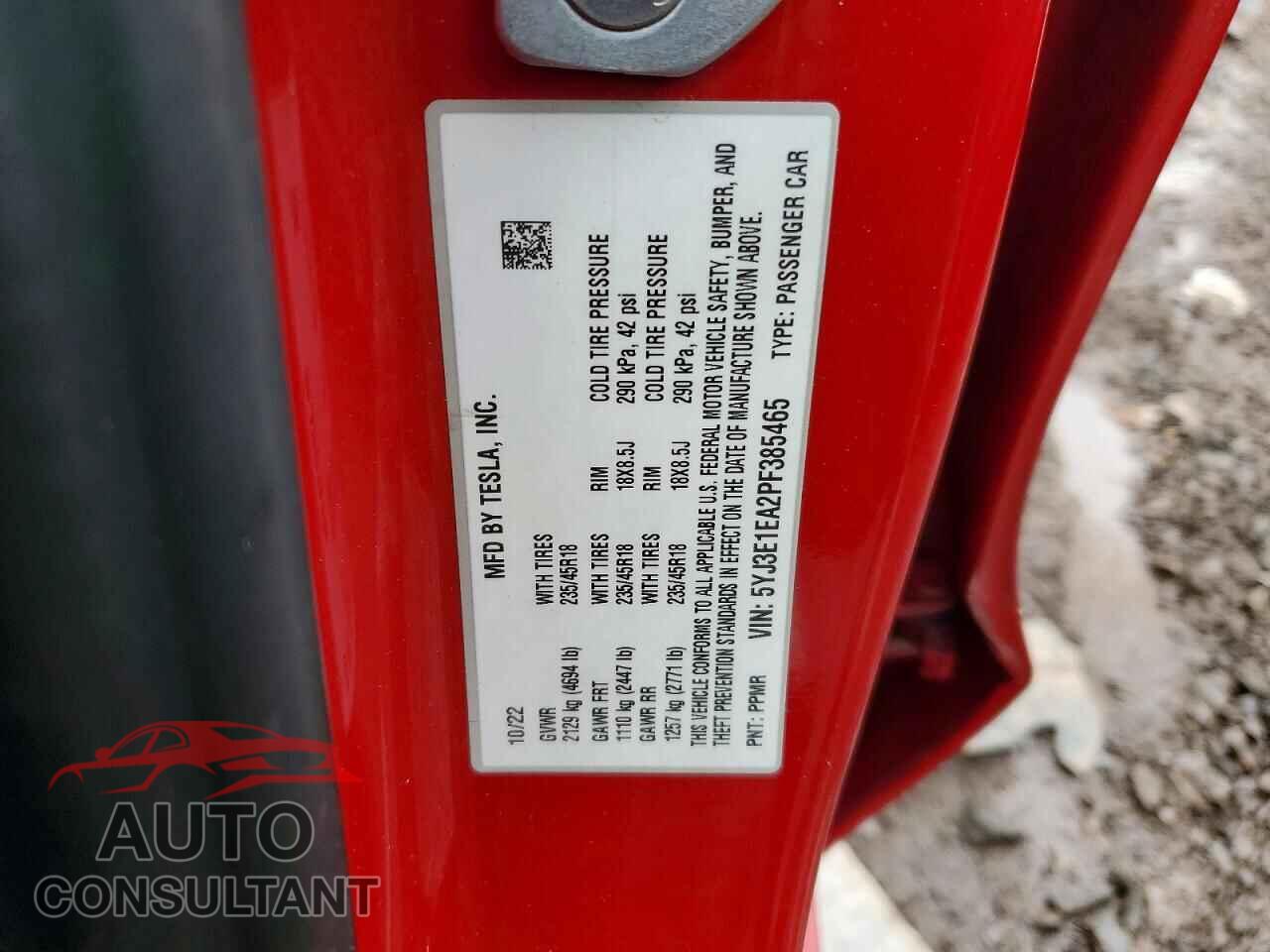 TESLA MODEL 3 2023 - 5YJ3E1EA2PF385465