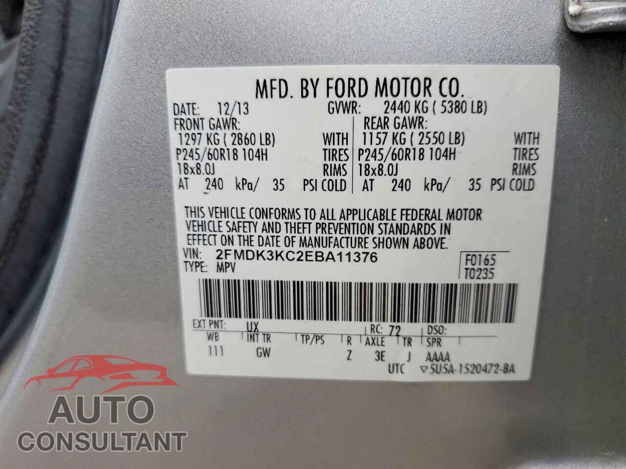 FORD EDGE 2014 - 2FMDK3KC2EBA11376