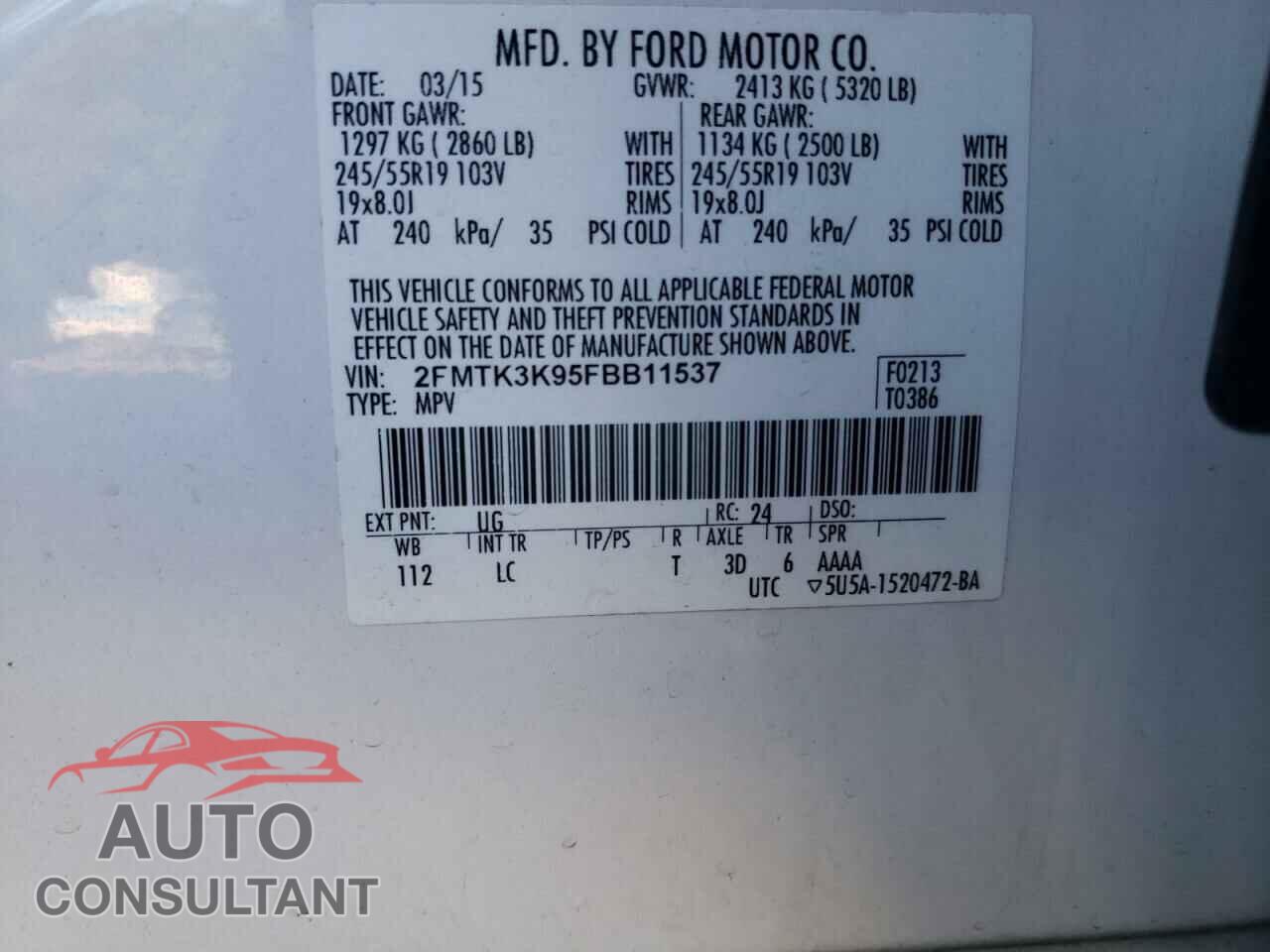 FORD EDGE 2015 - 2FMTK3K95FBB11537