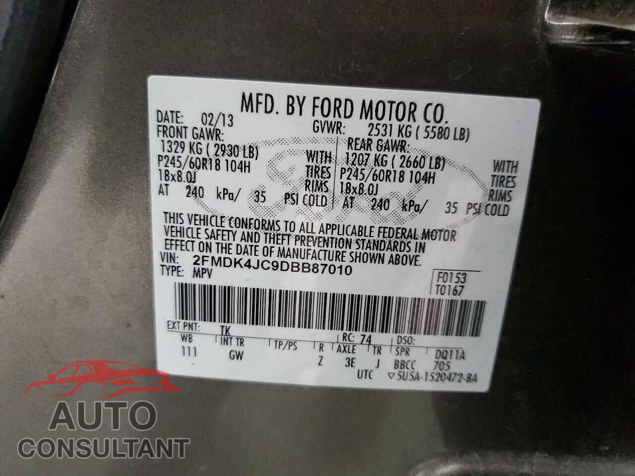 FORD EDGE 2013 - 2FMDK4JC9DBB87010