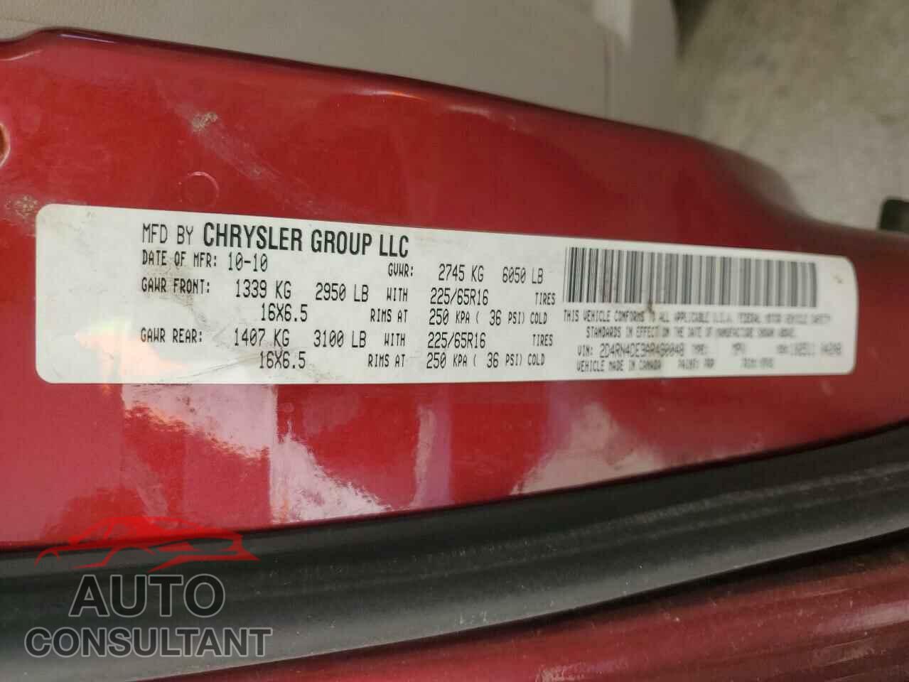 DODGE CARAVAN 2010 - 2D4RN4DE9AR490048