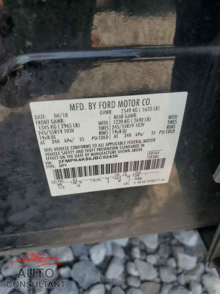 FORD EDGE 2018 - 2FMPK4K86JBC02436