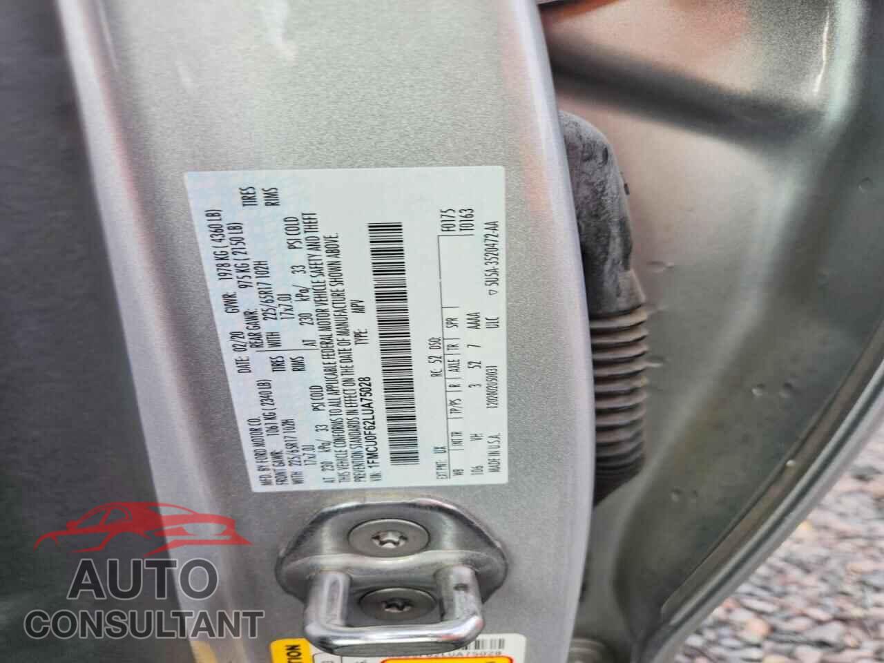 FORD ESCAPE 2020 - 1FMCU0F62LUA75028