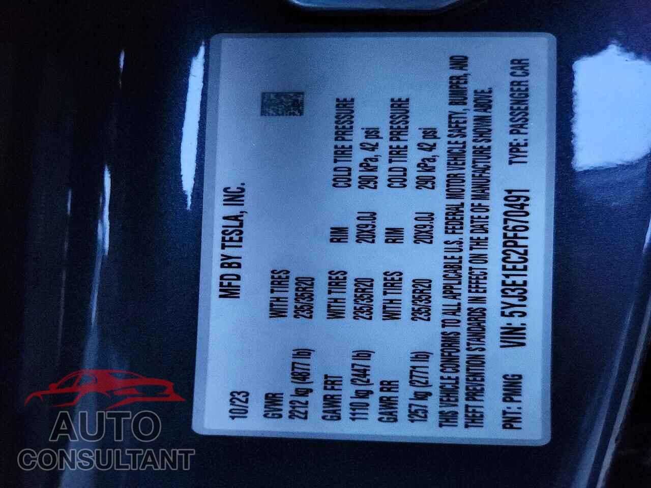 TESLA MODEL 3 2023 - 5YJ3E1EC2PF670491