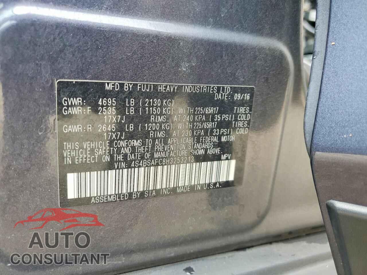 SUBARU OUTBACK 2017 - 4S4BSAFC8H3253213