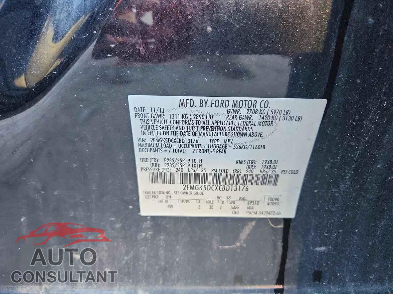 FORD FLEX 2012 - 2FMGK5DCXCBD13176