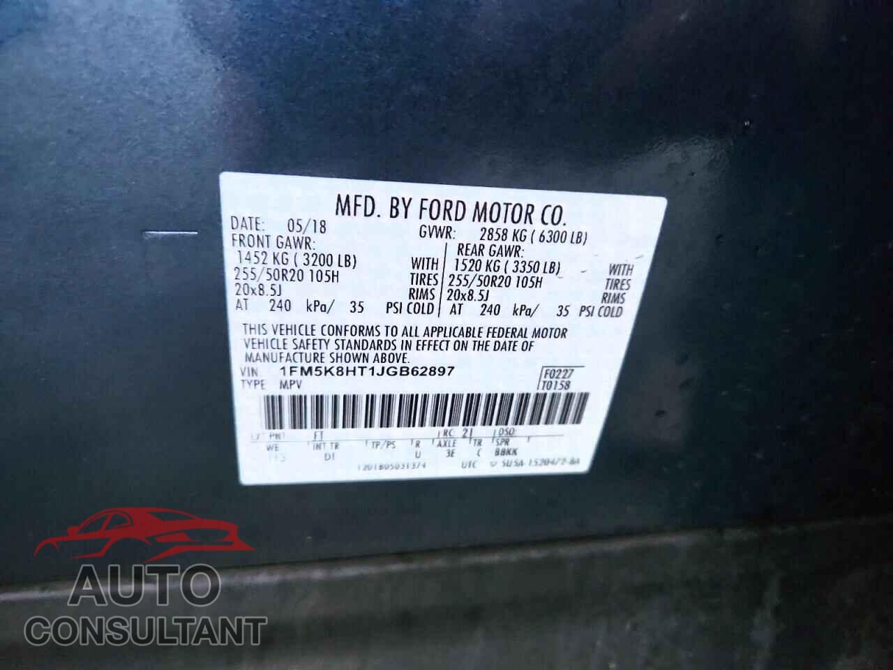 FORD EXPLORER 2018 - 1FM5K8HT1JGB62897