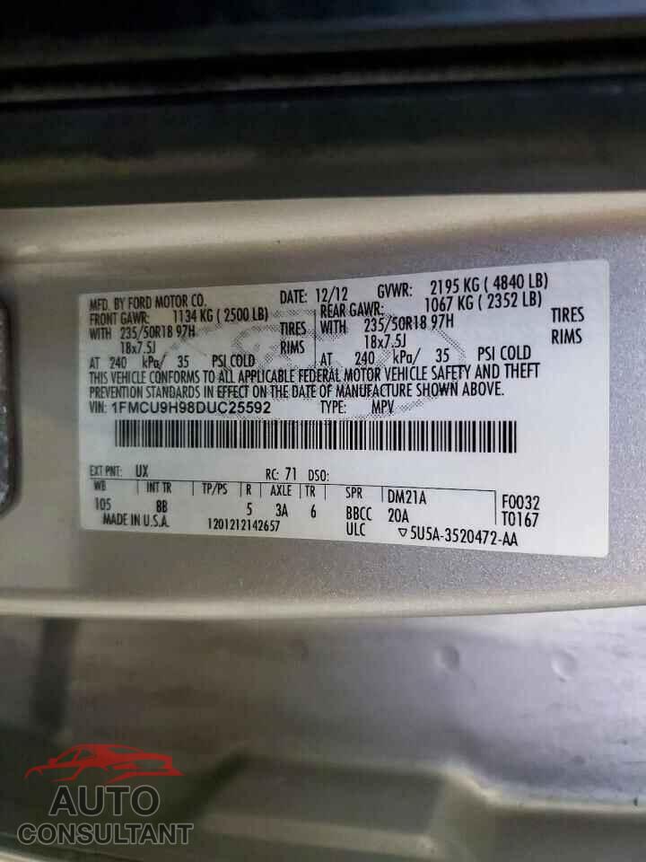FORD ESCAPE 2013 - 1FMCU9H98DUC25592