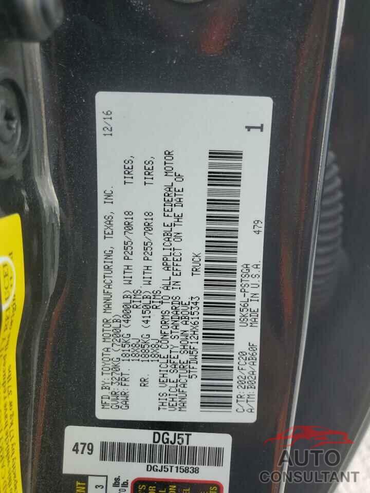 TOYOTA TUNDRA 2017 - 5TFDW5F12HX615343
