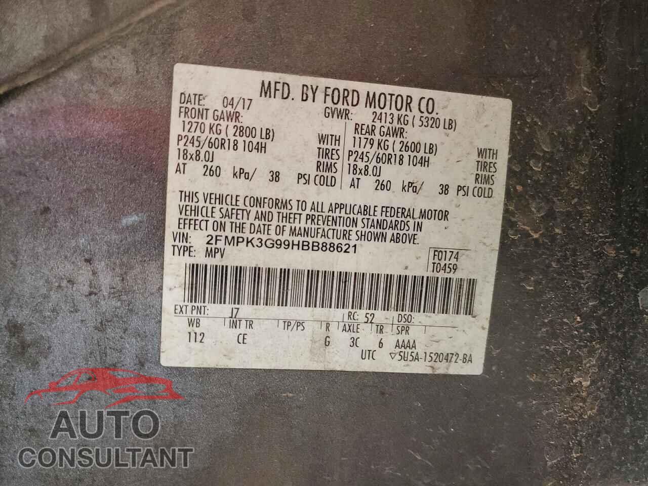 FORD EDGE 2017 - 2FMPK3G99HBB88621