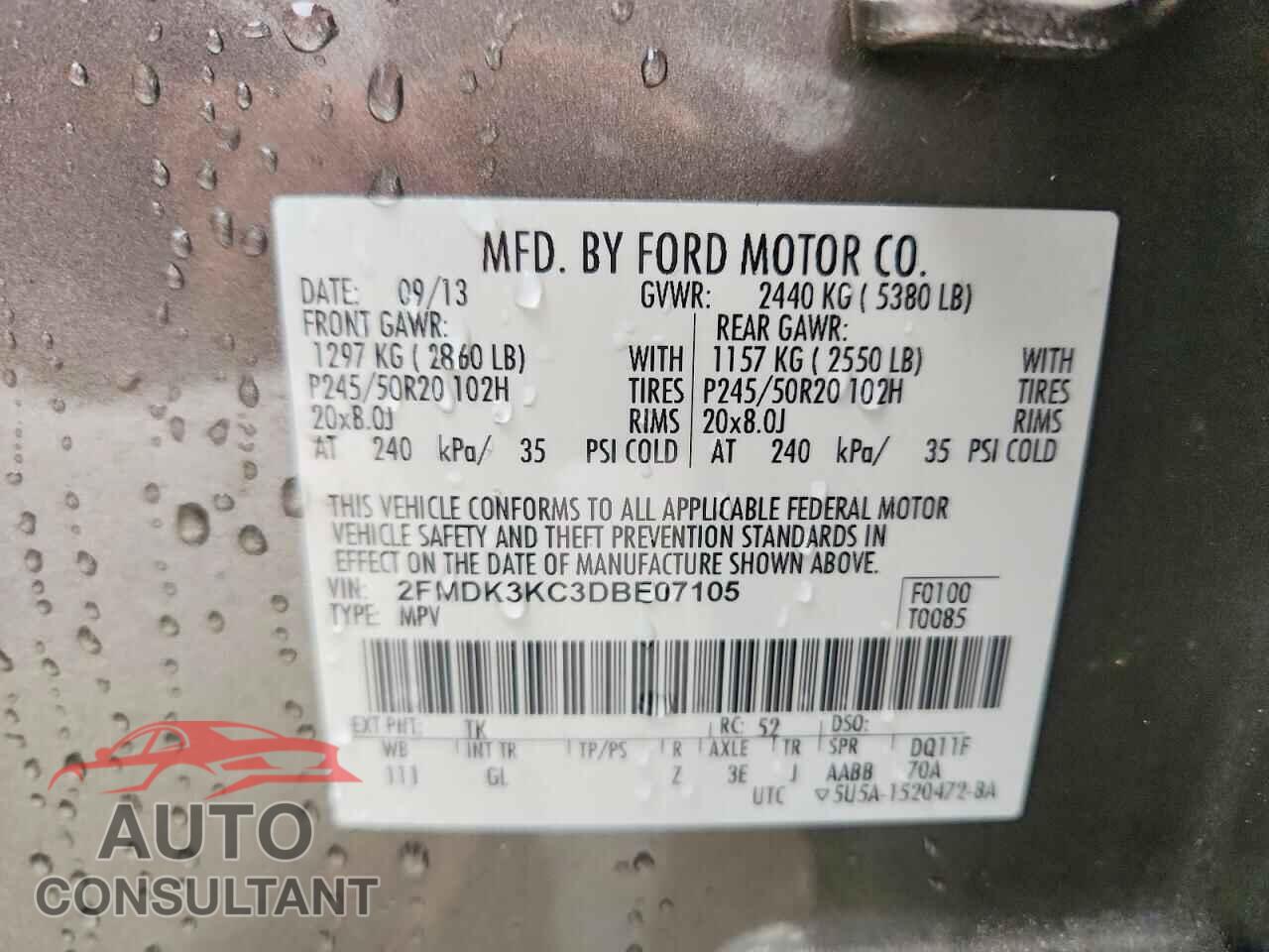 FORD EDGE 2013 - 2FMDK3KC3DBE07105