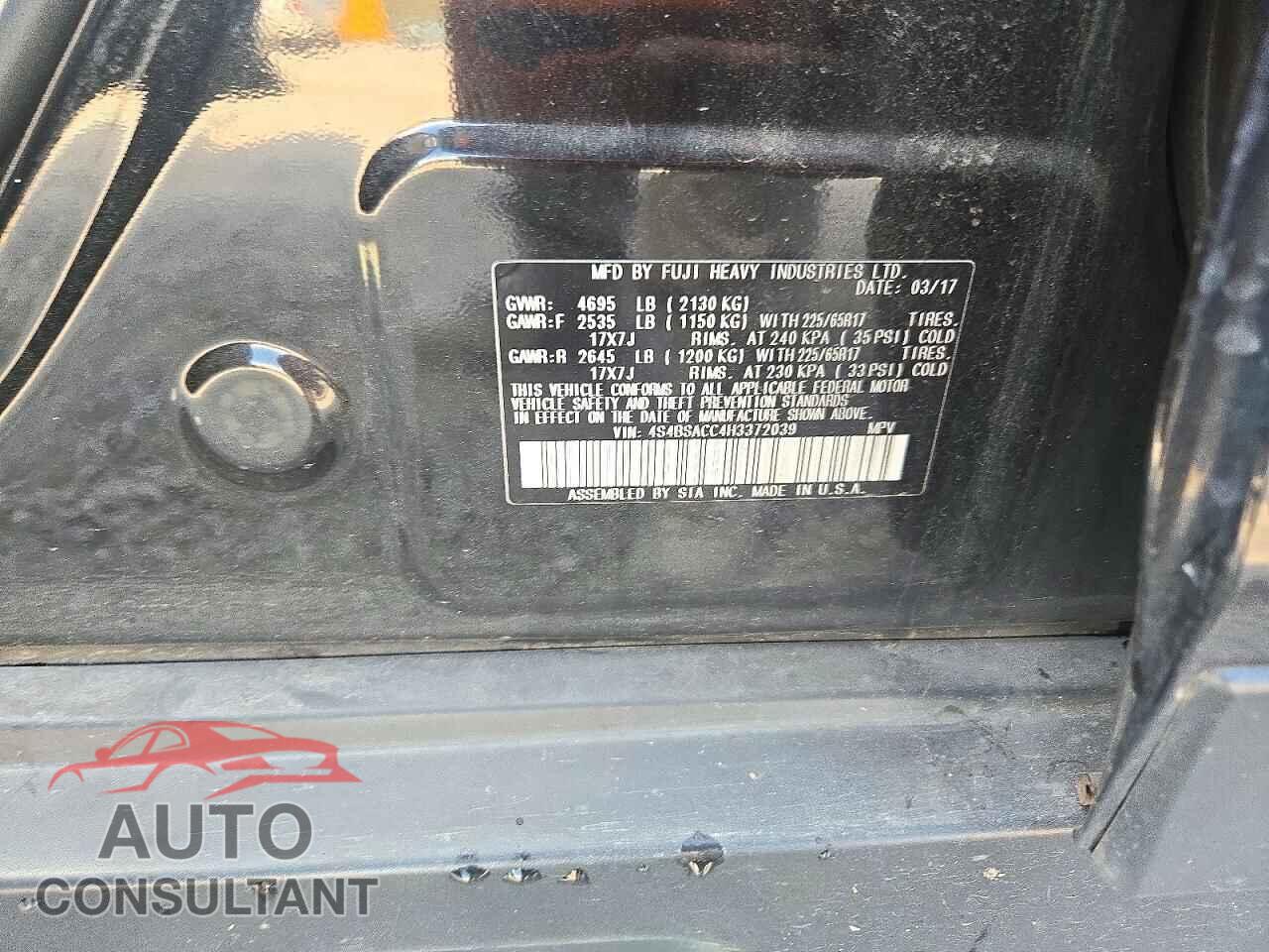 SUBARU OUTBACK 2017 - 4S4BSACC4H3372039