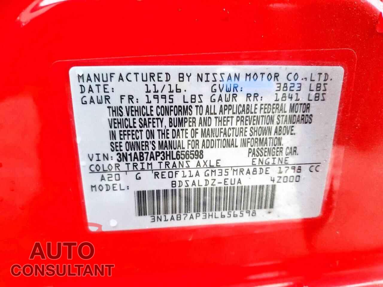 NISSAN SENTRA 2017 - 3N1AB7AP3HL656598