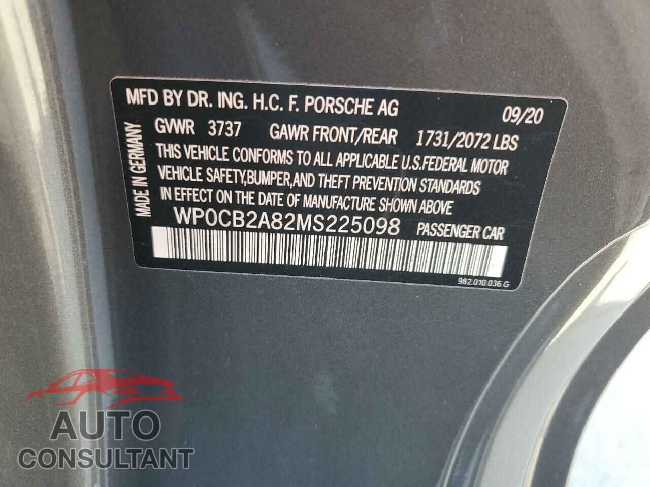 PORSCHE BOXSTER 2021 - WP0CB2A82MS225098