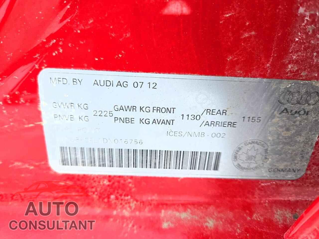AUDI A4 2013 - WAUBFCFL1DN016756