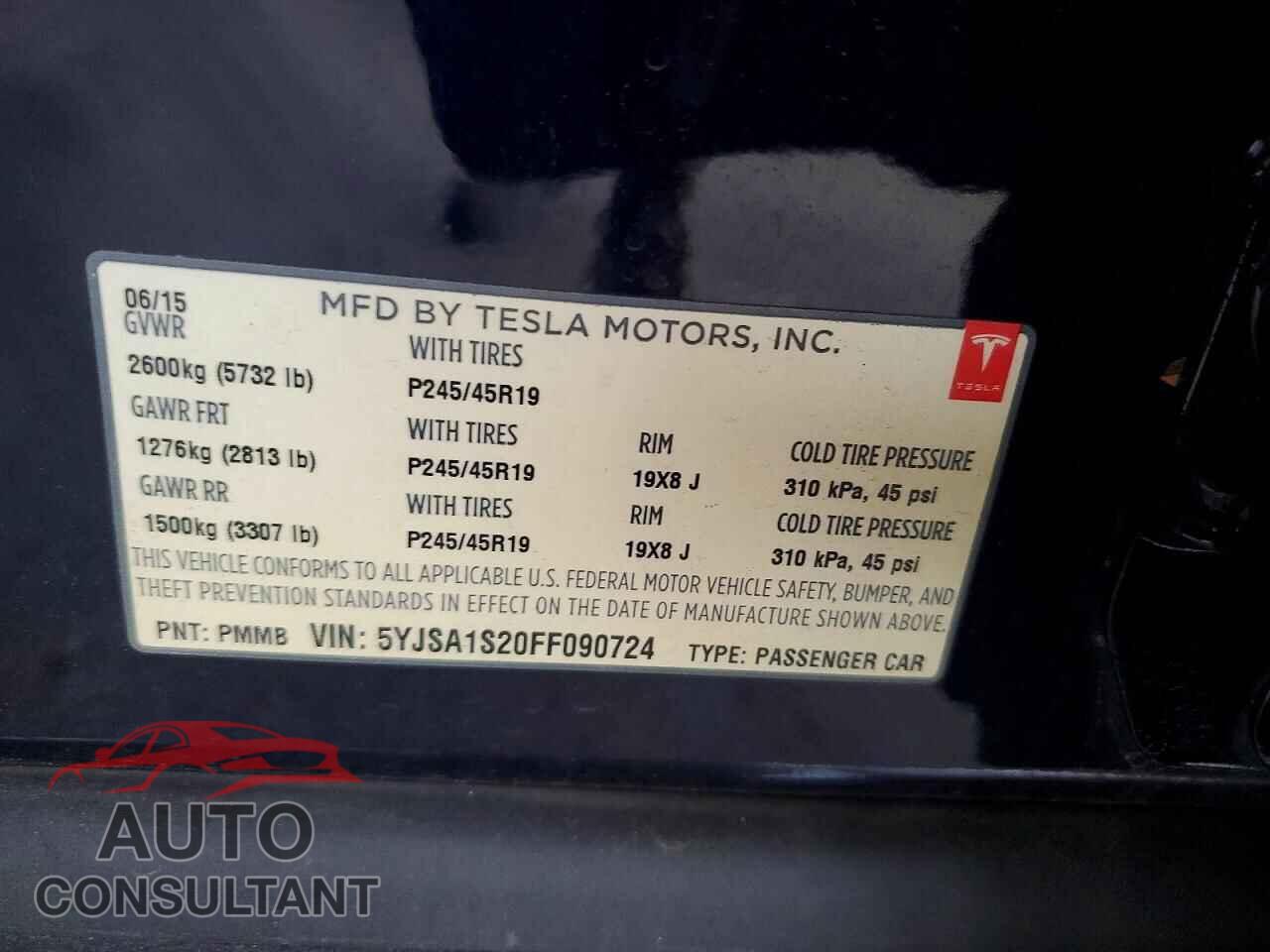 TESLA MODEL S 2015 - 5YJSA1S20FF090724