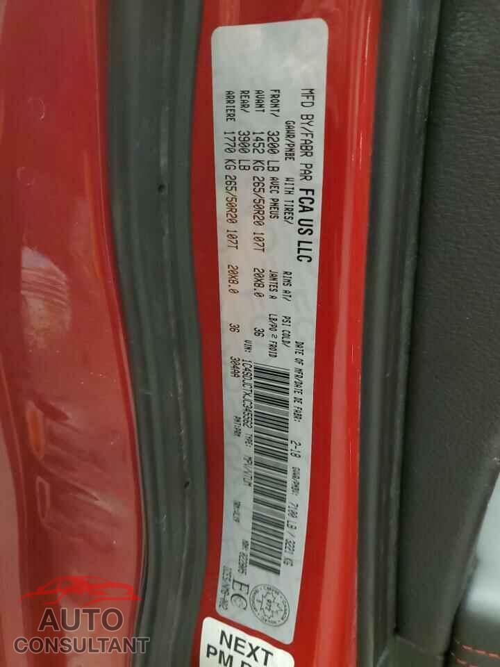 DODGE DURANGO 2018 - 1C4SDJCTXJC345562