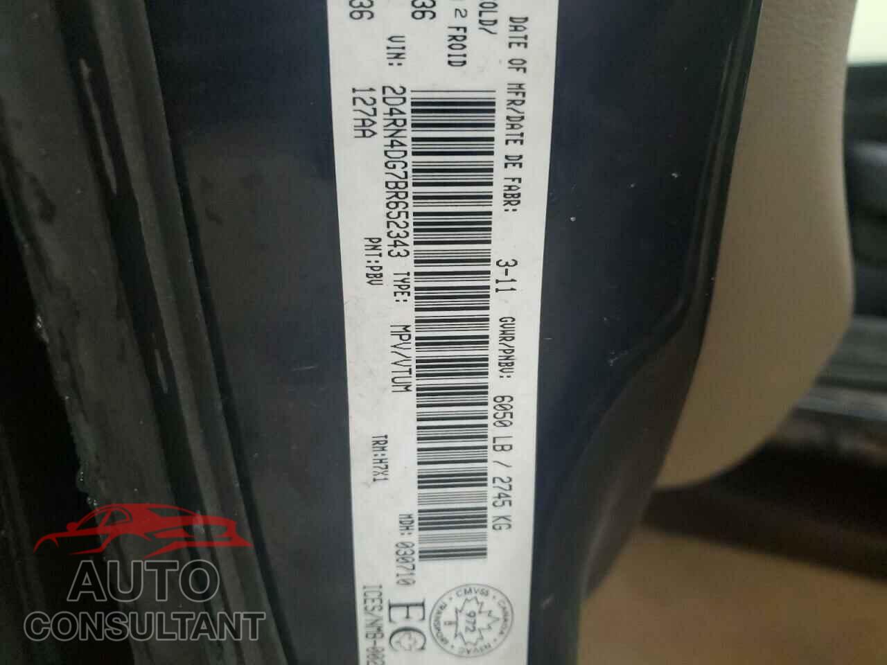 DODGE CARAVAN 2011 - 2D4RN4DG7BR652343