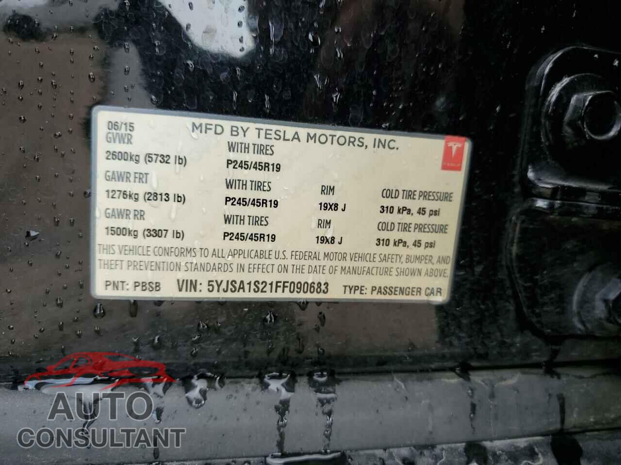 TESLA MODEL S 2015 - 5YJSA1S21FF090683