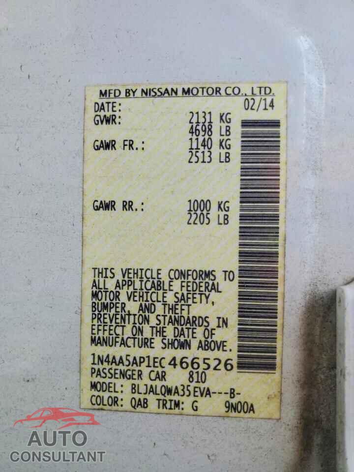 NISSAN MAXIMA 2014 - 1N4AA5AP1EC466526