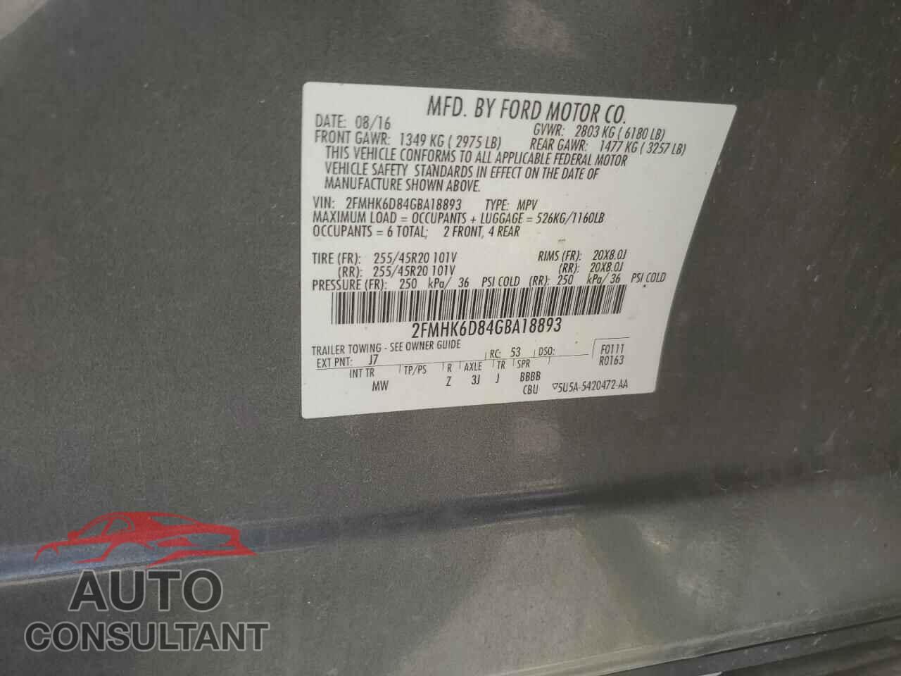 FORD FLEX 2016 - 2FMHK6D84GBA18893