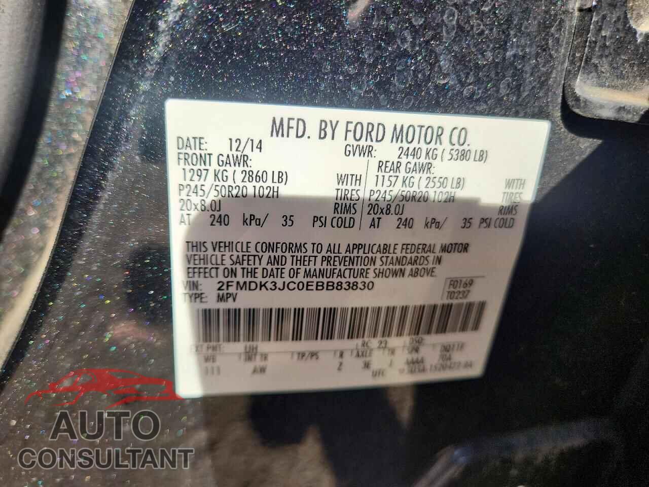 FORD EDGE 2014 - 2FMDK3JC0EBB83830