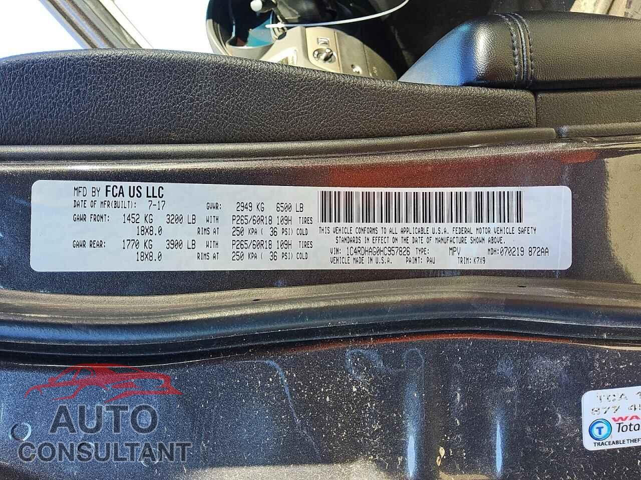 DODGE DURANGO 2017 - 1C4RDHAG0HC957826