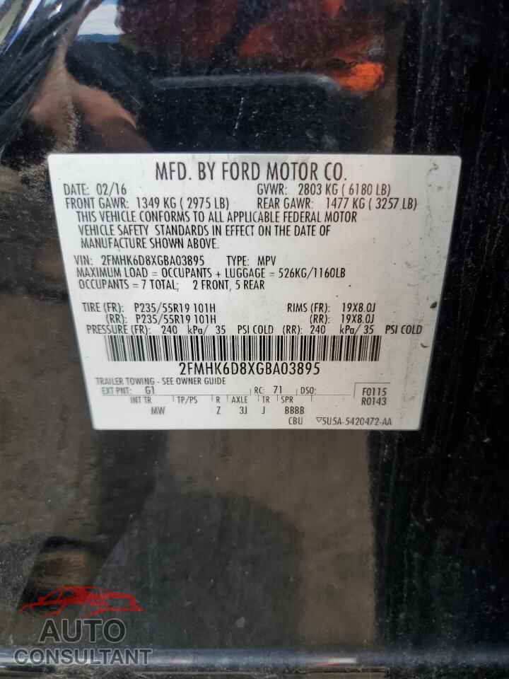 FORD FLEX 2016 - 2FMHK6D8XGBA03895