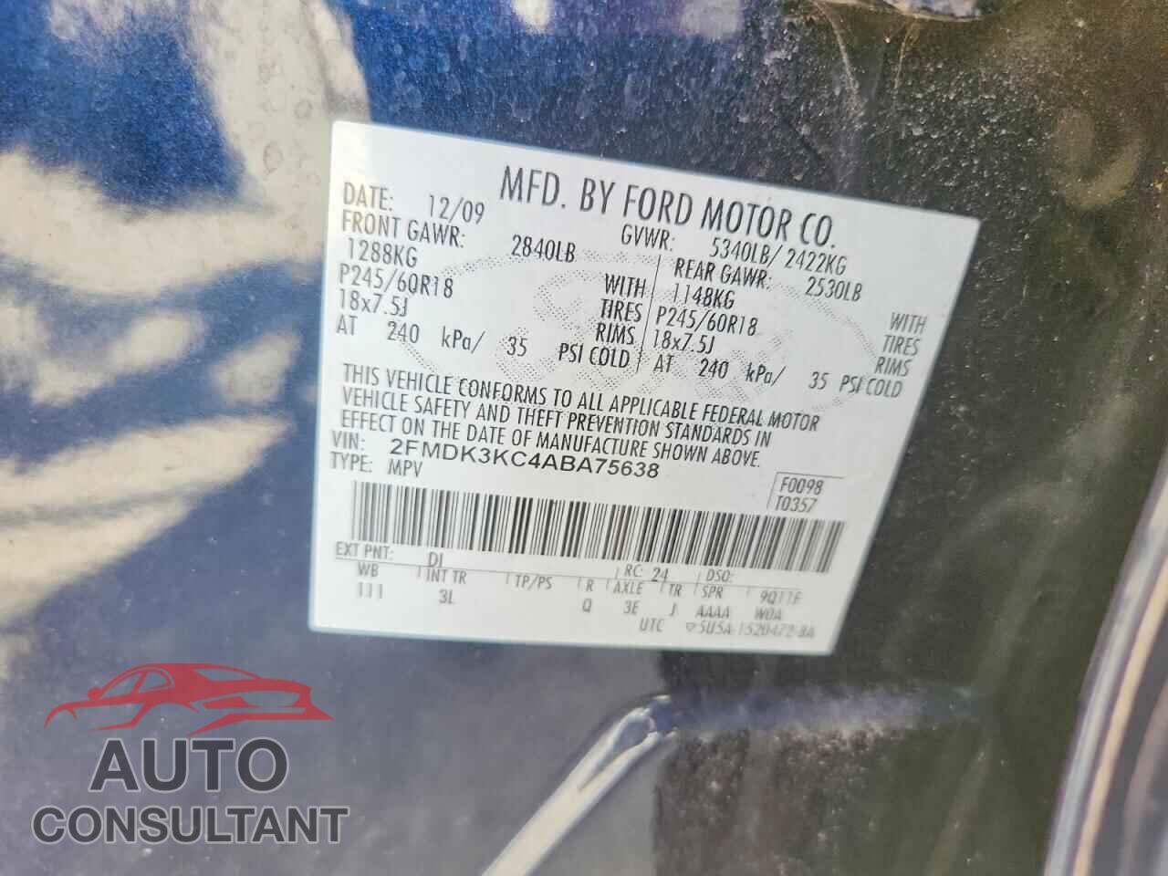 FORD EDGE 2010 - 2FMDK3KC4ABA75638