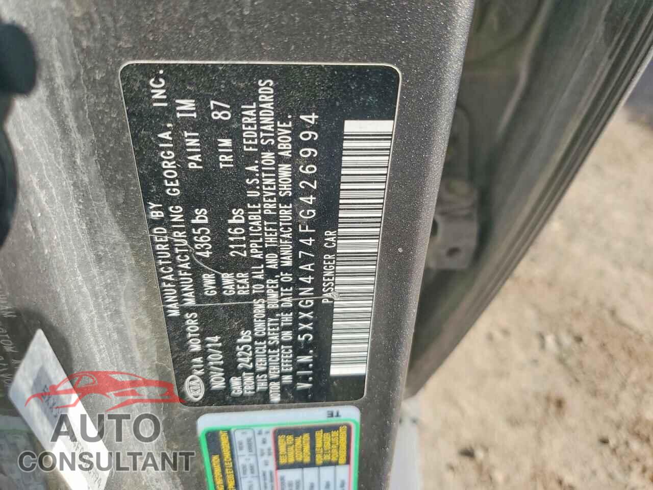 KIA OPTIMA 2015 - 5XXGN4A74FG426994