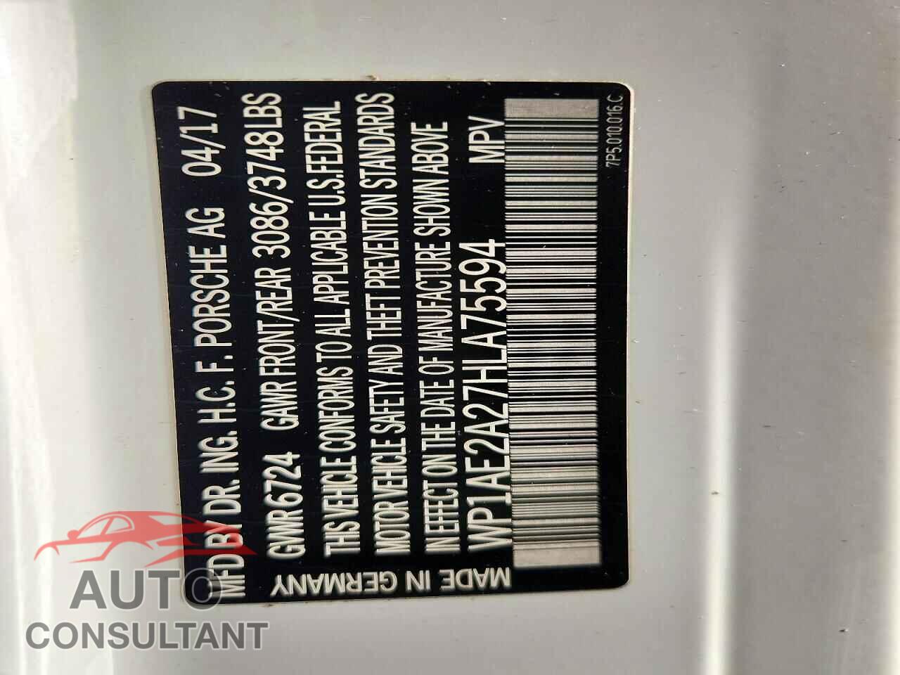 PORSCHE CAYENNE 2017 - WP1AE2A27HLA75594